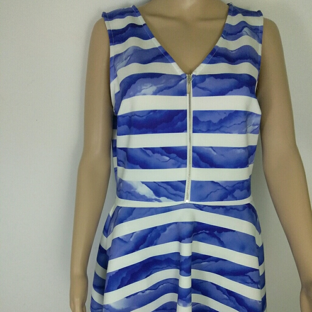 Womens peplum white and blue stripes with zipper